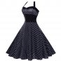 Size S Black Polka Dots Printed Vintage 1950s Women Dress
