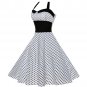 Size XXL White Polka Dots Printed Vintage 1950s Women Dress
