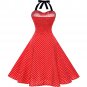 Size S Red Polka Dots Printed Vintage 1950s Women Dress