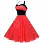 Size S Red Polka Dots Printed Vintage 1950s Women Dress