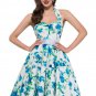 Size XL Blue Floral Vintage 1950s Women Dress