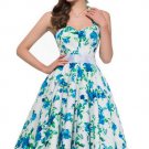 Size XXL Blue Floral Vintage 1950s Women Dress