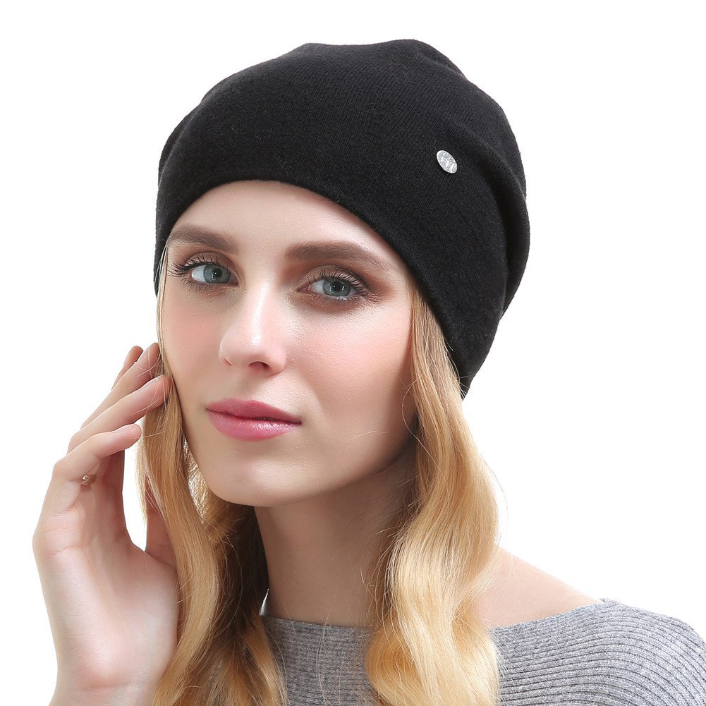 Black Winter Warm Knitted Beanie Hat
