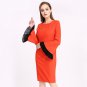 Size XXXL Orange Women Chic Dress Lantern Sleeve