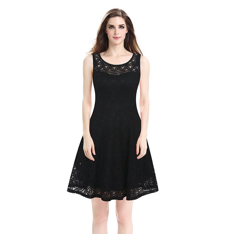 Size XL Black Lace Pencil Dress Sleeveless
