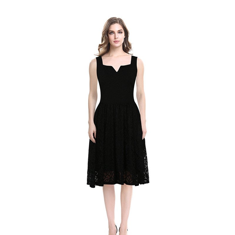 Size S Black Lace Women Elegant Dress