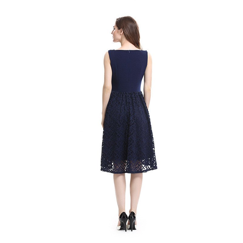 Size XXXXL Blue Lace Women Elegant Dress