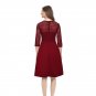 Size S Red Women Long Lace Swing Dress Patchwork