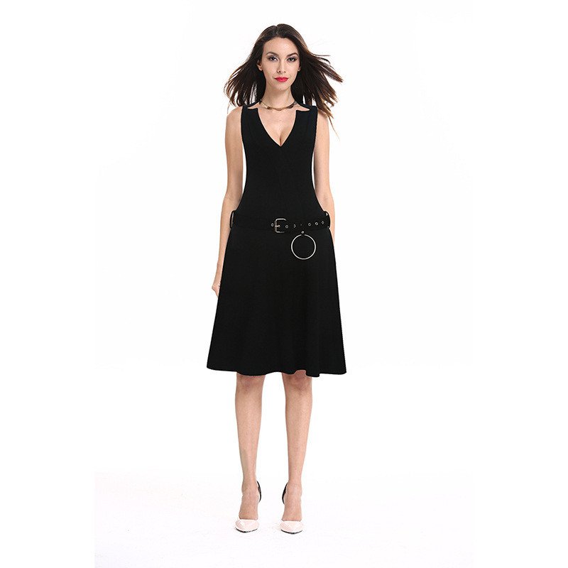 Size XL Black Women Pencil Dress Sleeveless