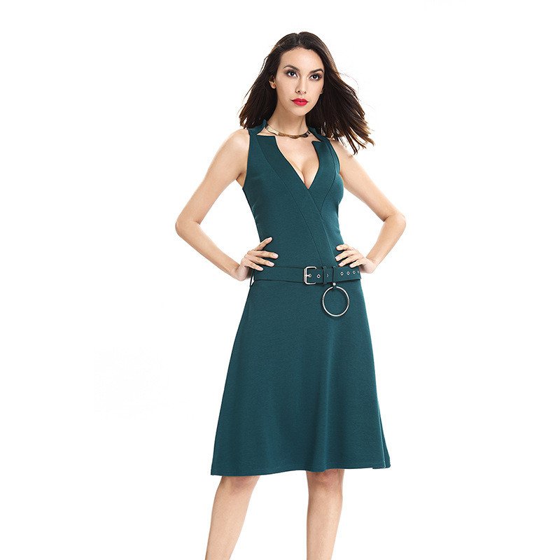 Size XL Green Women Pencil Dress Sleeveless