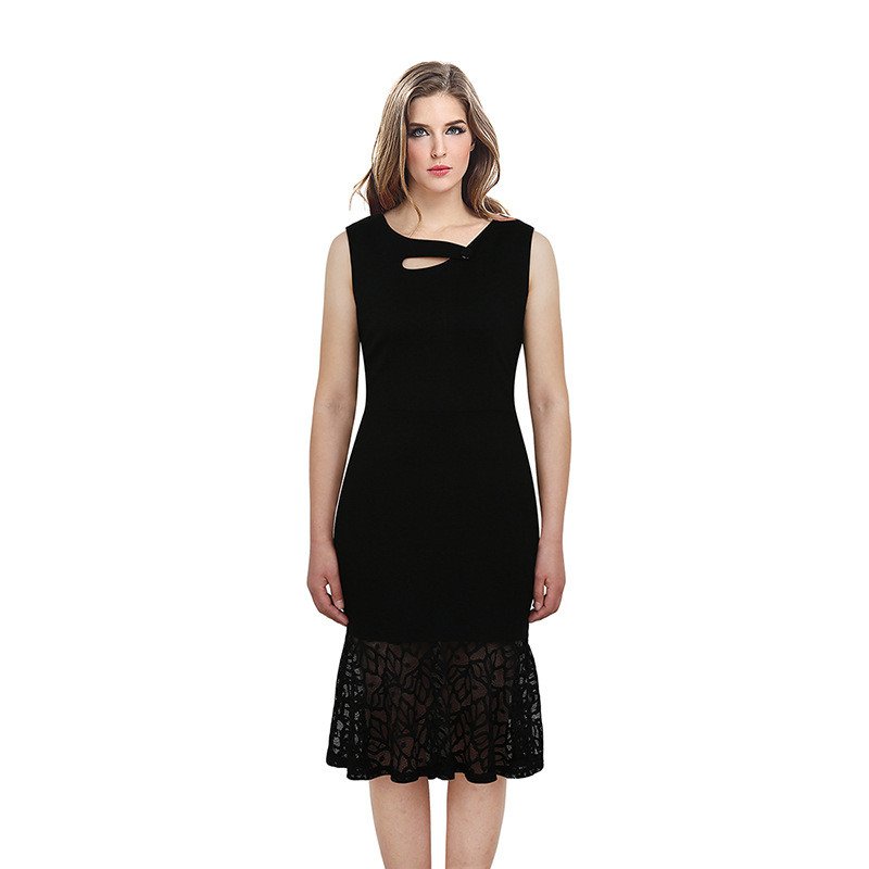 Size XXXXL Black Women Pencil Dress Hollow Out