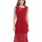 Size XXL Red Women Pencil Dress Hollow Out