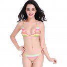 Size XL Rainbow stripes Women Halter Bikini