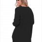 Size L Black New large-size sweater long-sleeved cardigan pocket women's sweaters