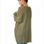 Size XL Green New large-size sweater long-sleeved cardigan pocket women's sweaters