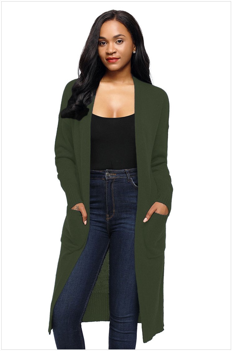 Size XL Green Large size sweater Long sleeve two long-sleeved cardigan women's sweaters