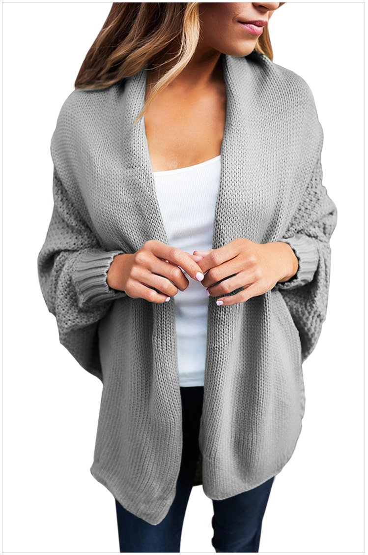 Size XL Grey New large size women's sweater cardigan jacket long-sleeved women's sweaters
