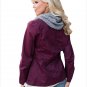 Size S Purple New hooded long sleeve waist fake two-Piece large size women's jacket