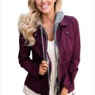 Size M Purple New hooded long sleeve waist fake two-Piece large size women's jacket