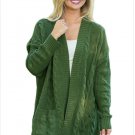 Size XXL Green Classic Cardigan Long-sleeved Large Size Women's Knit Cardigan