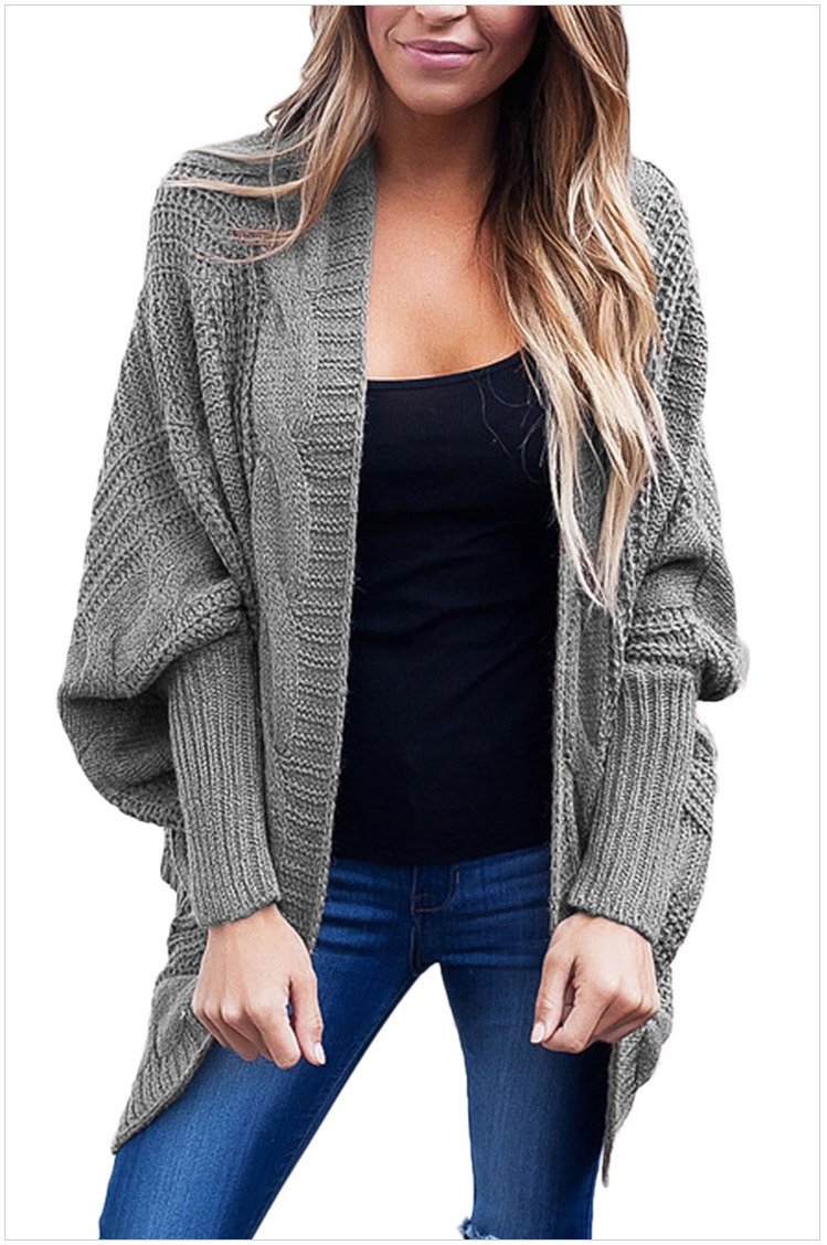 Size XL Grey Winter new wild sweater long-sleeved large size cardigan sweater