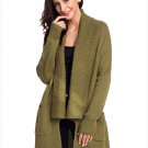 Size L Armygreen New cardigan sweater fold neck long sleeve with large size women's sweater