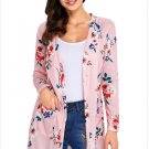 Size S Pink New women's cardigan long-sleeved pocket long coat