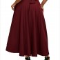 Size M Red Maxi mini pleated skirt chic high waist back strap mini skirt