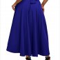 Size XL Blue Maxi mini pleated skirt chic high waist back strap mini skirt