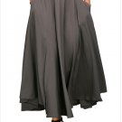 Size L Grey Maxi mini pleated skirt chic high waist back strap mini skirt