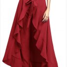 Size XXL Red High-fashion women's high-fold folds flounced loose women's casual pants