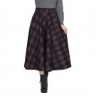 Size L Black New thick woolen plaid skirt winter retro high waist big swing Skirt