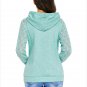 Size S New large size women's splicing pockets hooded long-sleeved women's sweater