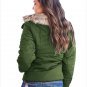 Size S Green Winter artificial fur collar decorated long-sleeved Slim women's cotton coat