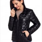 Size XL Black New winter women's high-neck zip long-sleeved pockets with oversized cotton coat