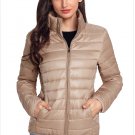 Size S Apricot New winter women's high-neck zip long-sleeved pockets with oversized cotton coat