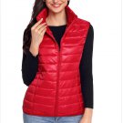 Size L Red Winter wild jacket high collar sleeveless Slim women's vest