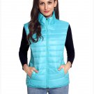 Size M Skyblue Winter wild jacket high collar sleeveless Slim women's vest