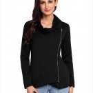 Size XL Black Winter women's fashion jacket side zip long-sleeved women's jacket