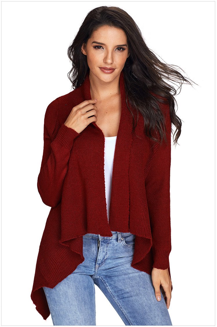 Size XL Red Women's large size knit fashion cardigan long sleeve ...