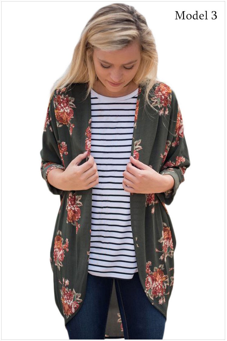 Size M Green Autumn new large cardigan women's loose long-sleeved women's shirt