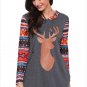 Size XL Winter Women Christmas deer deer printed hoodie long-sleeved large size women's sweater