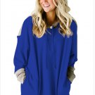 Size M Blue Large size women's dress long hedging loose women's sweater