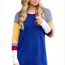 Size M Blue Winter blouse crew neck multicolor long sleeve sweater