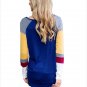 Size XXL Blue Winter blouse crew neck multicolor long sleeve sweater