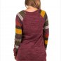 Size S Red Winter blouse crew neck multicolor long sleeve sweater