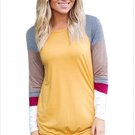 Size XXL Yellow Winter blouse crew neck multicolor long sleeve sweater