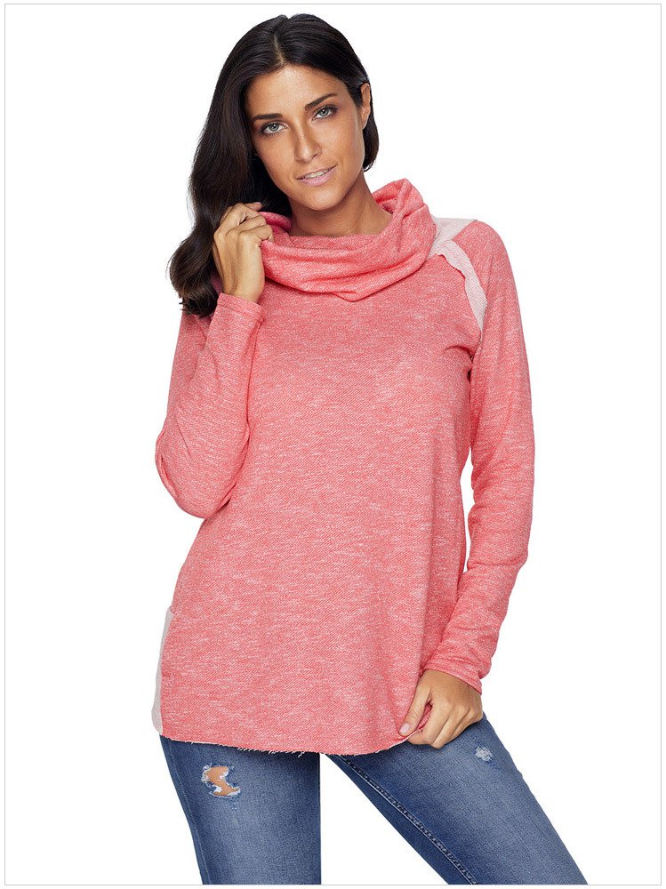 Size L New women's pile hedging large size solid color long-sleeved women's sweater