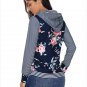 Size M DarkBlue Fashion printed hooded long-sleeved lace sweatshirt sweater