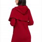 Size L Red Hooded hedging long sleeved coat pendulum cross irregular design women's sweater